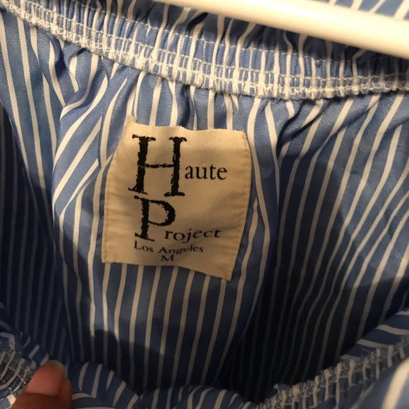 3/$30 Sale Haute Project Blue Stripes Top - Picture 3 of 4
